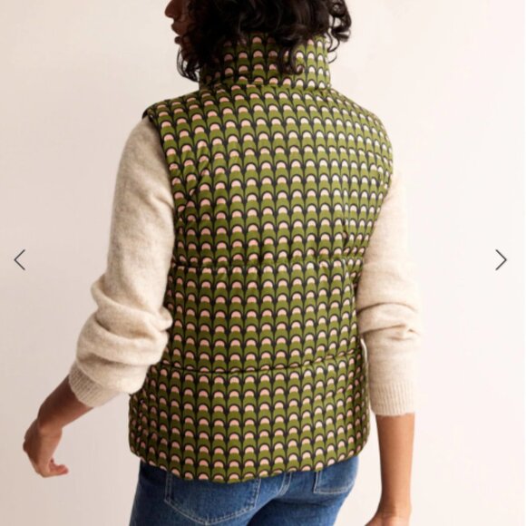 Like New Boden Fife Quilted Vest Pink and Green Geometric Vest Size 10 - Picture 3 of 12